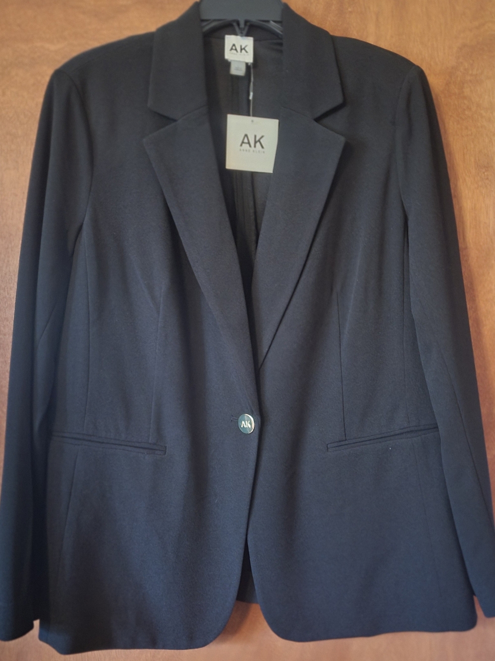 Anne Klein Black Single-Button Tailored Blazer Sz Large NWT